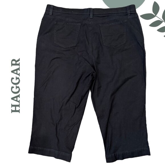 Classic Black Stretch Capris by Haggar | Mid Rise Cropped Pant Size 16P - Picture 2 of 6